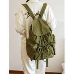 韓國小衆設計後後背包女2026新款休閒旅行輕便尼龍布抽繩大容量雙肩包