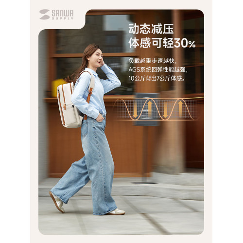 日本SANWA山業男女多功能雙肩電腦包書包16寸大容量時尚簡約休閒