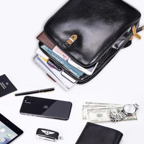 商務真皮休閒筆記型電腦雙肩包男士旅行後後背包學生書包