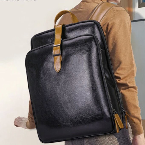 商務真皮休閒筆記型電腦雙肩包男士旅行後後背包學生書包