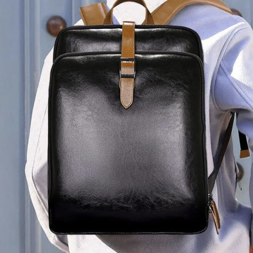 商務真皮休閒筆記型電腦雙肩包男士旅行後後背包學生書包