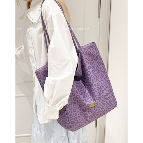 YZins超火雙面背時尚豹紋托特包女學生大容量慵懶上課通勤單肩包