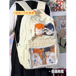 日系ins痛包百搭大容量雙肩包女2024新款透明學院風校園學生書包