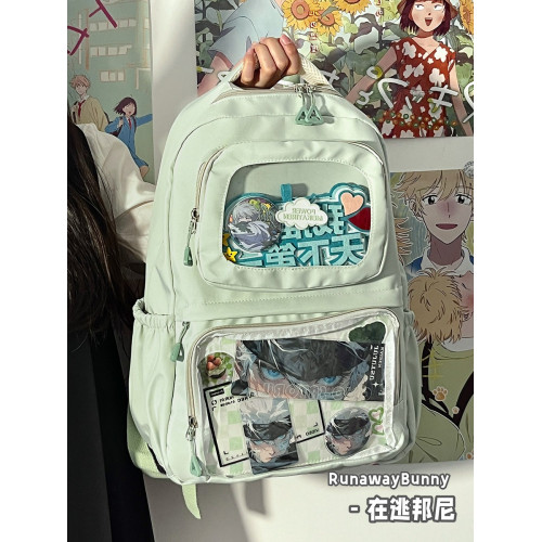 日系ins痛包百搭大容量雙肩包女2024新款透明學院風校園學生書包 日系ins痛包百搭大容量雙肩包女2024新款透明學院風校園學生書包