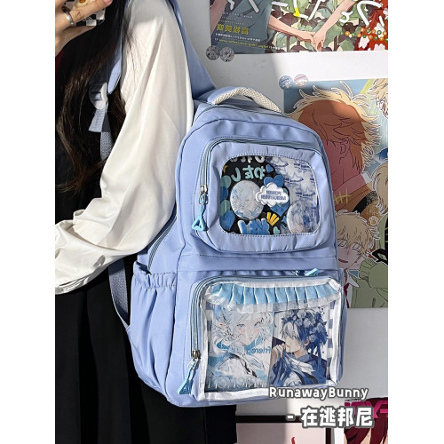 日系ins痛包百搭大容量雙肩包女2024新款透明學院風校園學生書包 日系ins痛包百搭大容量雙肩包女2024新款透明學院風校園學生書包