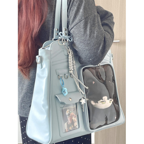 錢一波痛包｜淺藍色20cm娃卡兩用二次元演唱會大容量追星雙肩後後背包