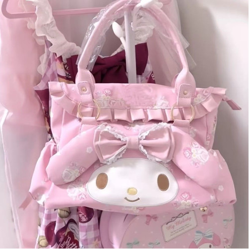 【新品特惠】日系可愛美樂蒂手提包大容量單間斜後後背包托特包