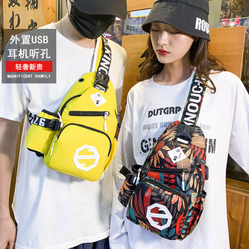 胸包男牛津布單肩包斜背腰包男士休閒包運動男包潮牌胸前包小後後背包