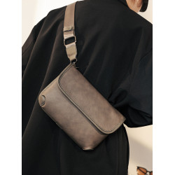 2026新款時尚胸包小方包 皮質格子單肩包街頭小挎包手機包斜後後背包