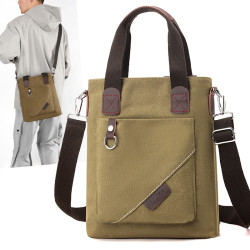 潮流男包手提包簡約商務公文包休閒復古帆布包男款時尚單肩斜後後背包