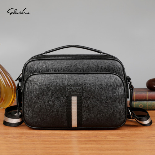 男士單肩斜後後背包真皮2025新款商務休閒高級後後背包頭層牛皮男士手提包