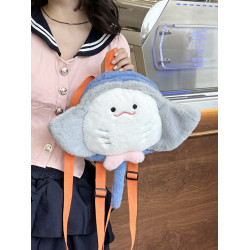 魔鬼魚雙肩包可愛卡通毛絨玩具包少女後後背包動物玩偶包女孩生日禮物