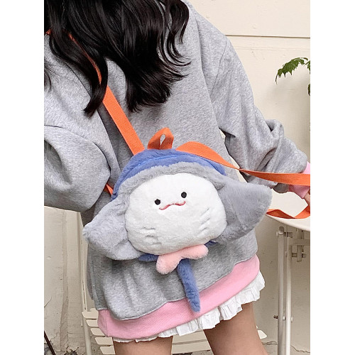 魔鬼魚雙肩包可愛卡通毛絨玩具包少女後後背包動物玩偶包女孩生日禮物