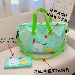 可愛行李袋大容量女生可斜背旅行袋可攜式可折曡待産收納包收納袋