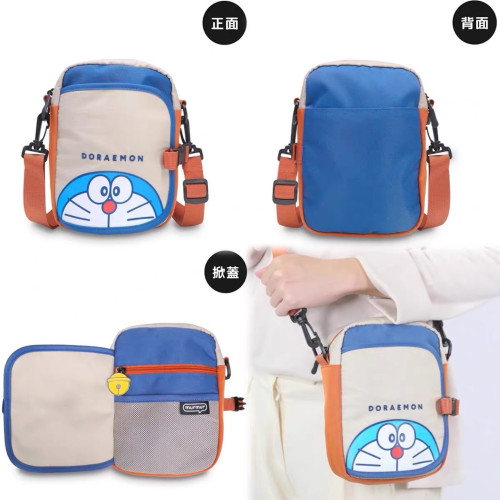 日系卡通可愛時尚單肩斜後後背包藍貓貓大容量單肩通勤百搭輕便斜後後背包