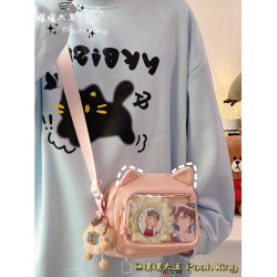 日系可愛少女二次元透明痛包娃包百搭學生斜後後背包女休閒手機小包包