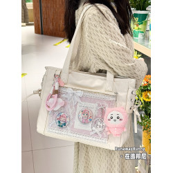 大容量通勤日常穀子吧唧痛包純色學生裝書10cm娃包手提單肩斜後後背包