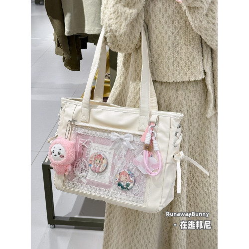 大容量通勤日常穀子吧唧痛包純色學生裝書10cm娃包手提單肩斜後後背包