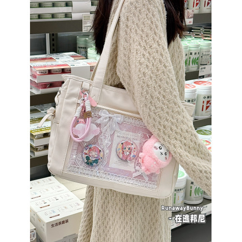 大容量通勤日常穀子吧唧痛包純色學生裝書10cm娃包手提單肩斜後後背包