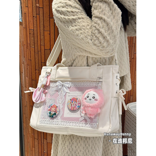 大容量通勤日常穀子吧唧痛包純色學生裝書10cm娃包手提單肩斜後後背包