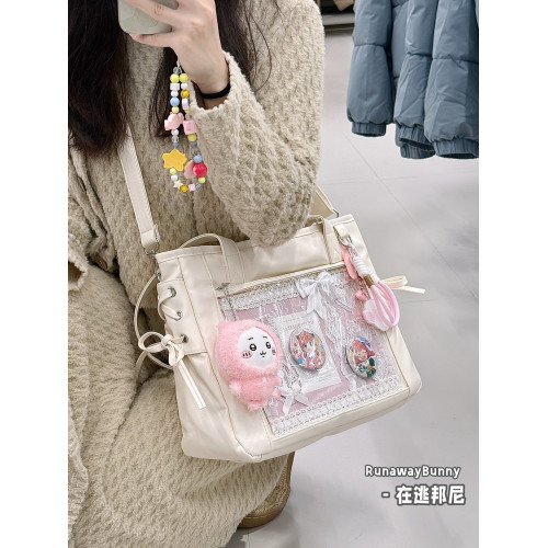 大容量通勤日常穀子吧唧痛包純色學生裝書10cm娃包手提單肩斜後後背包