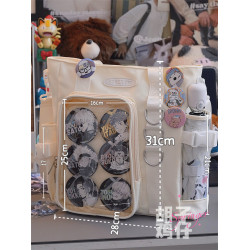 大容量學生上課單肩書包女日系可愛少女透明痛包小食量吧唧斜後後背包