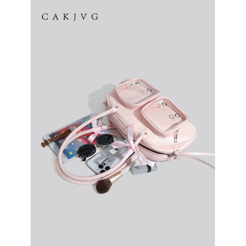 CAKJVG甜酷少女JK製服包綁帶雙窗痛包小食量娃包腋下包單肩斜後後背包