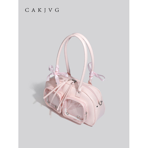 CAKJVG甜酷少女JK製服包綁帶雙窗痛包小食量娃包腋下包單肩斜後後背包