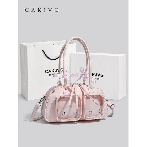 CAKJVG甜酷少女JK製服包綁帶雙窗痛包小食量娃包腋下包單肩斜後後背包