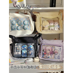 二次元吧唧紥板痛包斜後後背包女大容量百搭郵差包輕便通勤學生單肩包