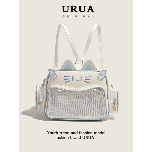 女生斜背痛包雙肩大容量後後背包二次元小食量穀子吧唧包y2k貓貓包