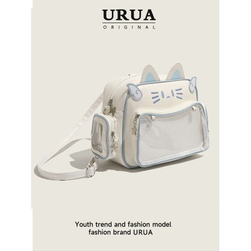 女生斜背痛包雙肩大容量後後背包二次元小食量穀子吧唧包y2k貓貓包