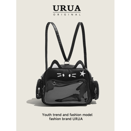 女生斜背痛包雙肩大容量後後背包二次元小食量穀子吧唧包y2k貓貓包