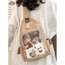 雙肩痛包斜背女透明10cm20cm娃包後後背包外出小食量放娃娃的挎包肩包