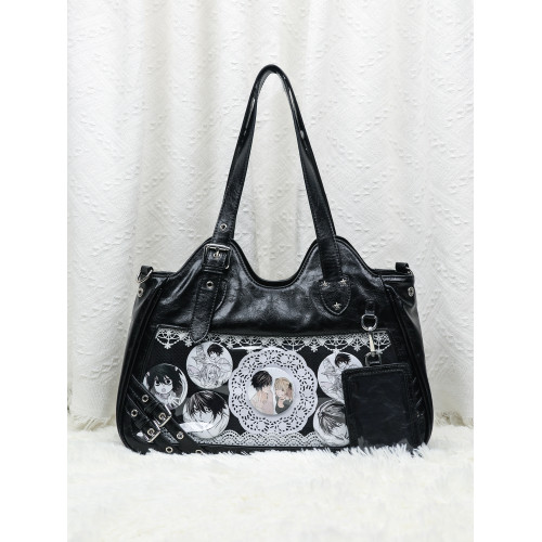 福拉拉原創高級追星黑色機車大容量可斜背通勤日常演唱會痛包