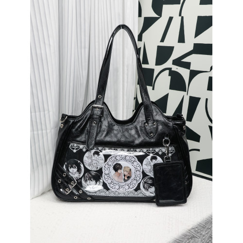 福拉拉原創高級追星黑色機車大容量可斜背通勤日常演唱會痛包