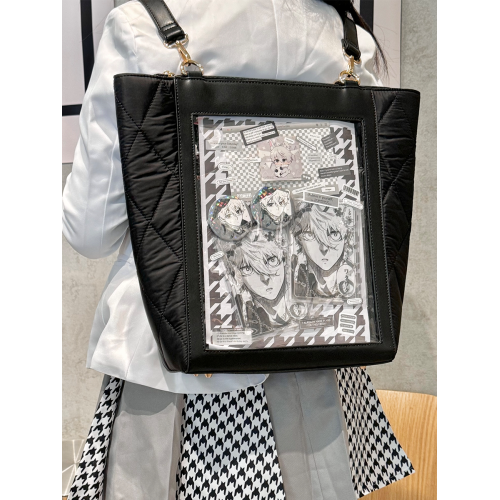 電波博物館 菱格b 單肩斜背日常通勤大容量竪版A4痛包 可雙肩背