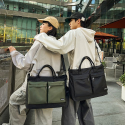 電腦包尼龍商務休閒包單肩斜後後背包通勤短途旅行包大容量手提郵差包