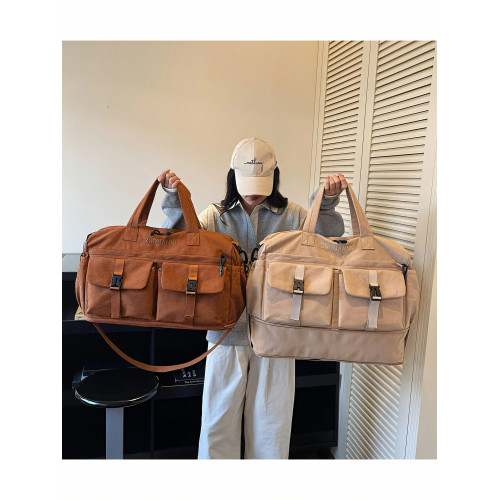 時尚帆布包百搭短途旅行收納包可套拉桿箱登機包乾濕分離健身提包