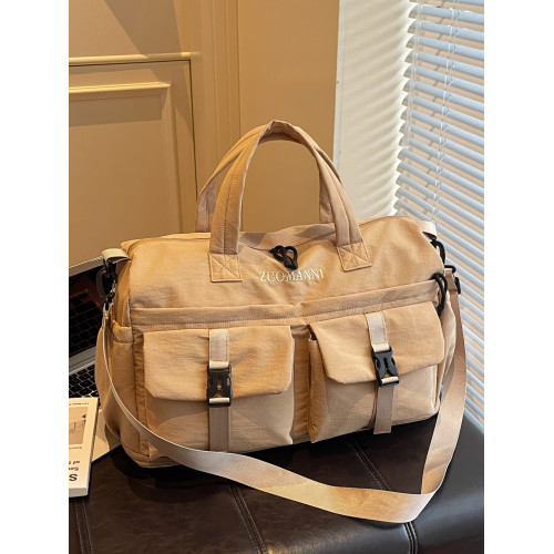 時尚帆布包百搭短途旅行收納包可套拉桿箱登機包乾濕分離健身提包