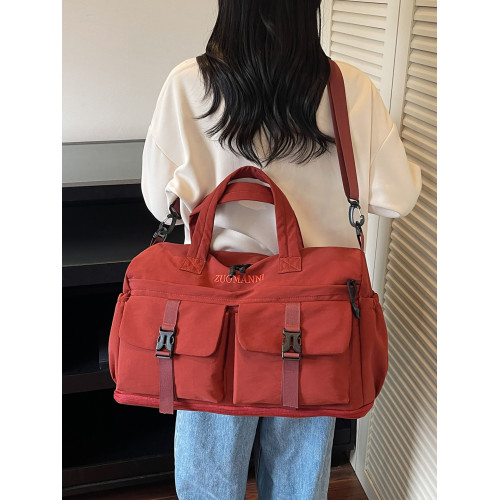 時尚帆布包百搭短途旅行收納包可套拉桿箱登機包乾濕分離健身提包