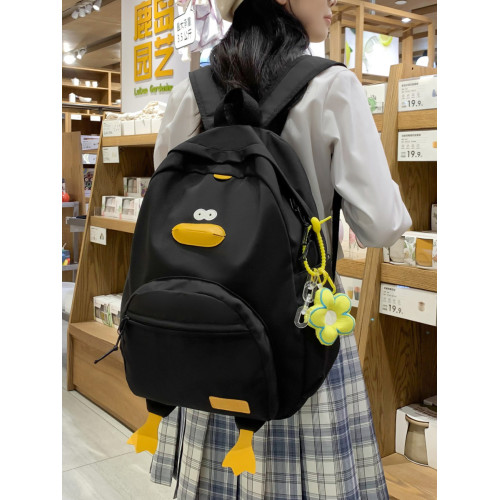卡通小鴨子書包女生大學生百搭日系高中生韓版少女雙肩包女學生書
