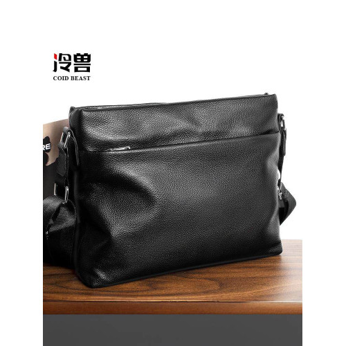 冷獸真皮男包單肩包男款橫款商務休閒頭層牛皮男士包包斜背後後背包包 冷獸真皮男包單肩包男款橫款商務休閒頭層牛皮男士包包斜背後後背包包