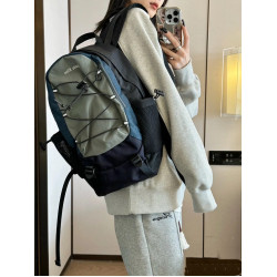 韓國設計原創抽繩復古運動休閒拼色百搭雙肩包後後背包ins風潮流包