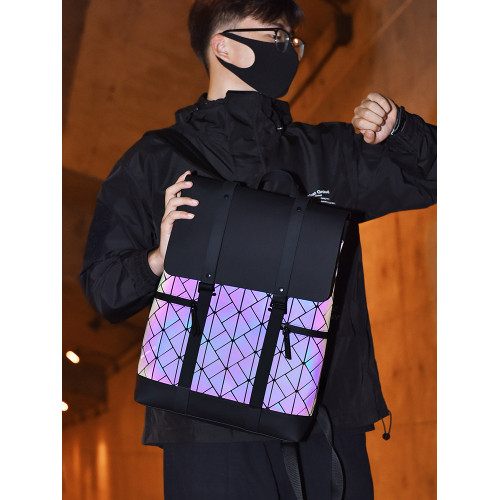 菱格雙肩包男士旅行上班通勤電腦包時尚大容量後後背包大學生書包男潮