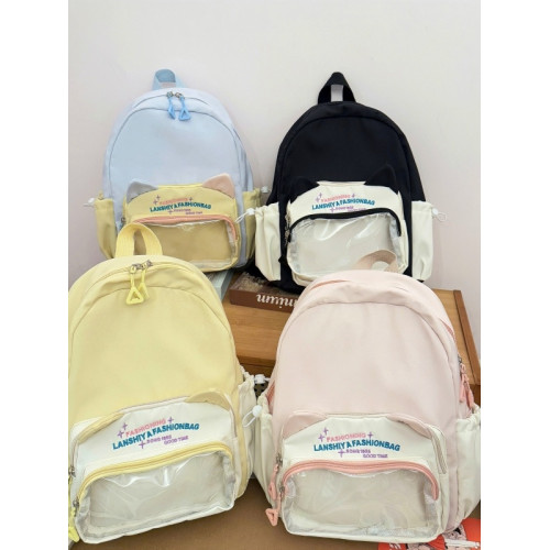 ins吧唧痛包貓咪可愛大容量學生高中生透明迷你書包雙肩包後後背包