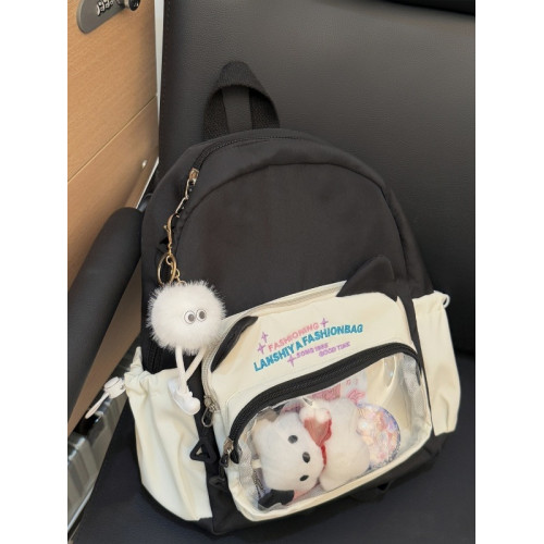 ins吧唧痛包貓咪可愛大容量學生高中生透明迷你書包雙肩包後後背包