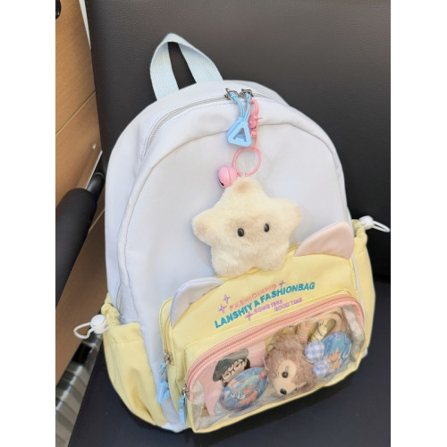 ins吧唧痛包貓咪可愛大容量學生高中生透明迷你書包雙肩包後後背包