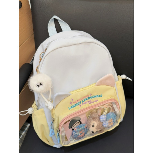 ins吧唧痛包貓咪可愛大容量學生高中生透明迷你書包雙肩包後後背包