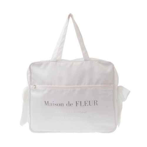 櫻花妹妹日系新款小清新銀色字母雙緞帶蝴蝶結待産瑜珈漫展旅行包